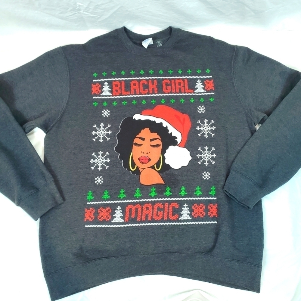 Black Girl Magic Ugly Christmas Sweatshirt Size large